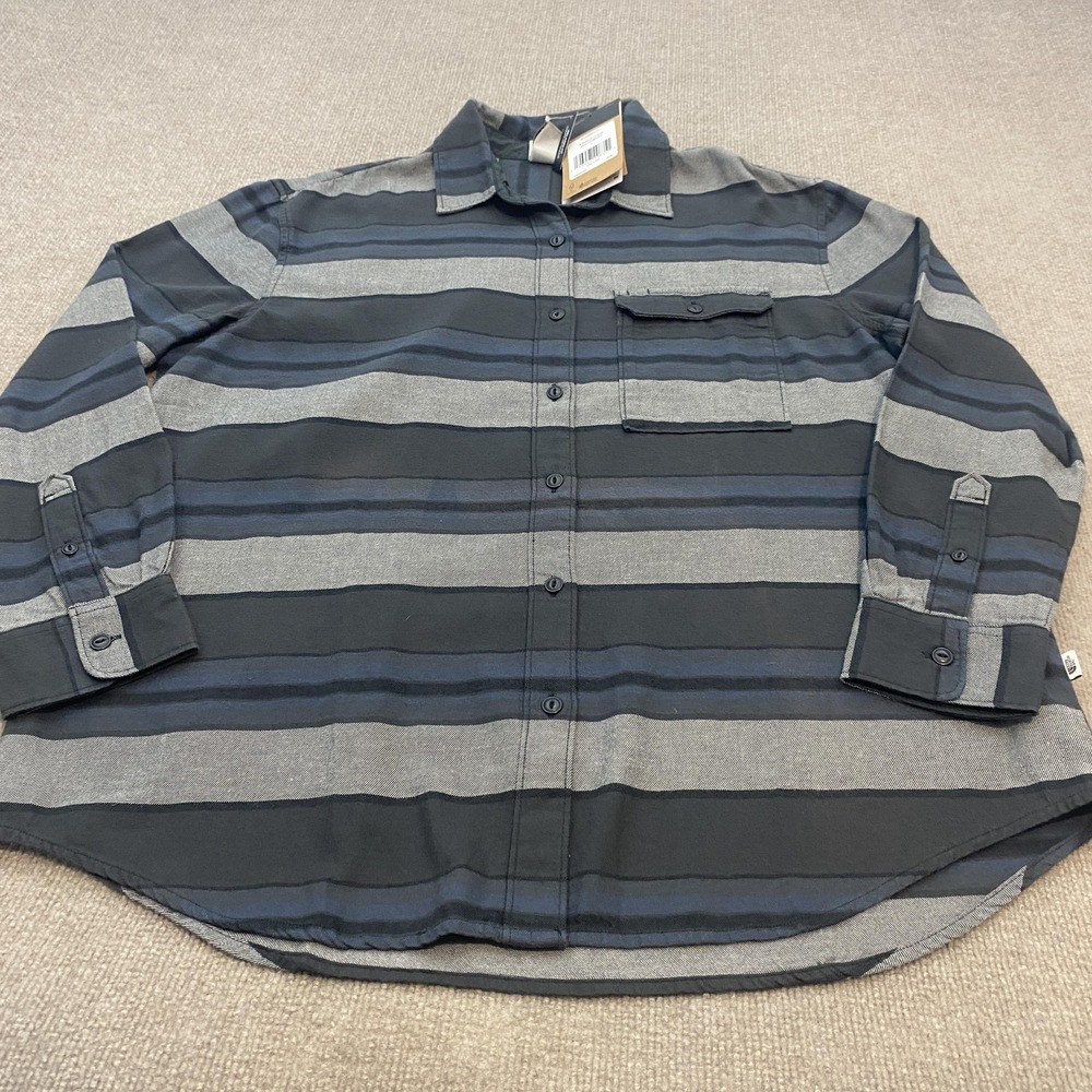 The North Face Berkeley Flannel Shirt Womens Large Gray Stripe Long Sleeve